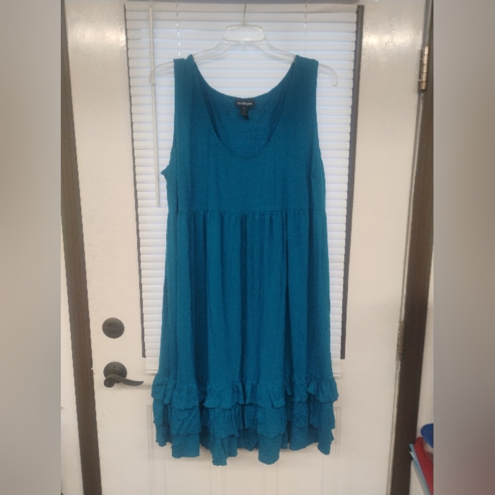 Lane Bryant Women’s 22/24 Blue Babydoll Midi Dress Flowy Ruffle Boho Y2K 2000s